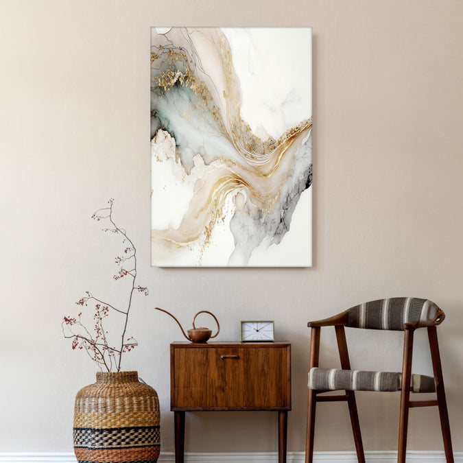 Handmade Painting for Living Room : golden-elegance