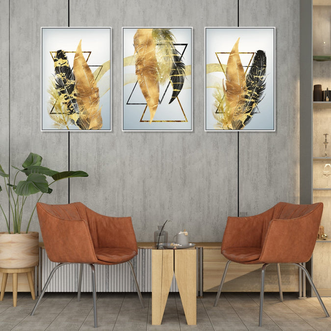 Handmade Painting for Living Room : golden-feathers