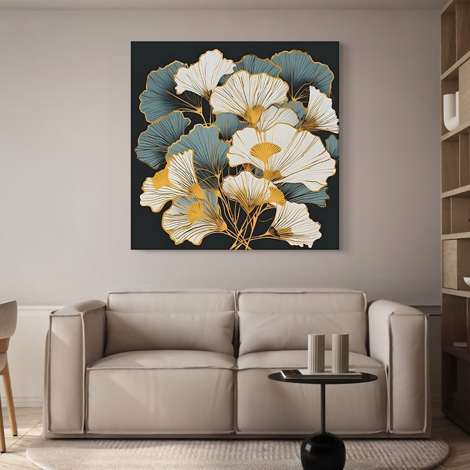 Handmade Painting for Living Room : golden-ginkgo-glow