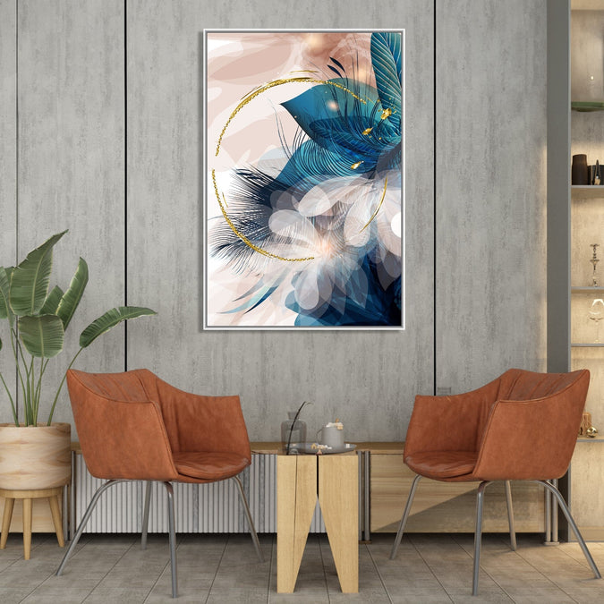 Handmade Painting for Living Room : golden-hoop-feathers-2