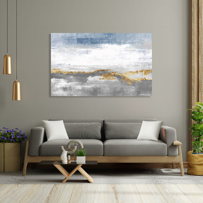 Handmade Painting for Living Room : golden-light-on-mountains