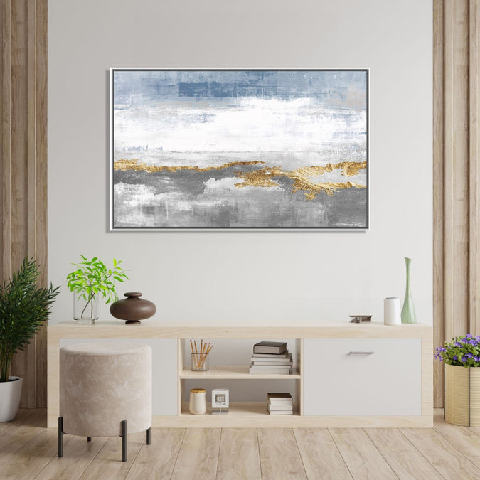 Handmade Painting for Living Room : golden-light-on-mountains