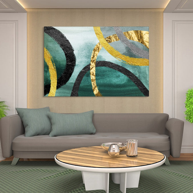 Handmade Painting for Living Room : golden-loops-harmony