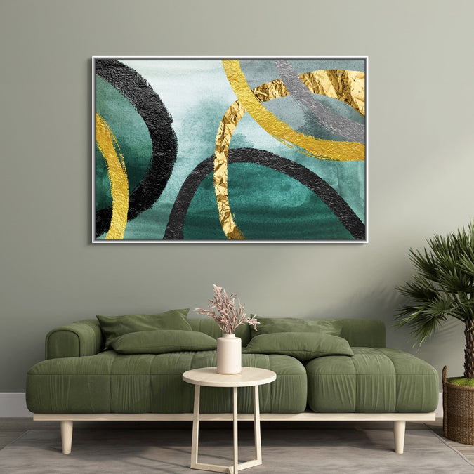 Handmade Painting for Living Room : golden-loops-harmony