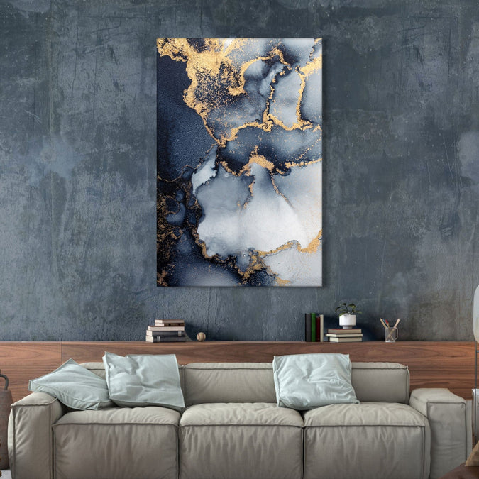 Handmade Painting for Living Room : golden-midnight-elegance