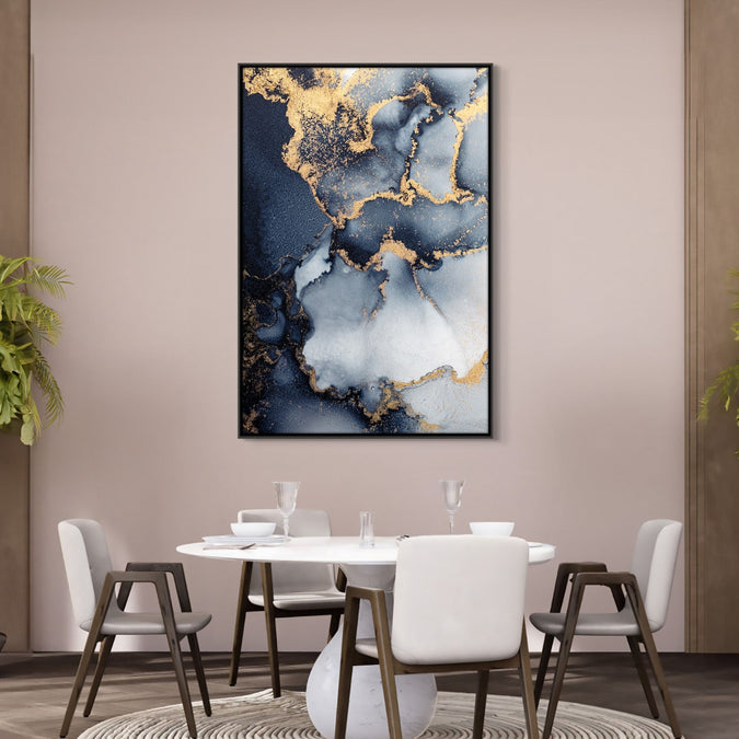 Handmade Painting for Living Room : golden-midnight-elegance