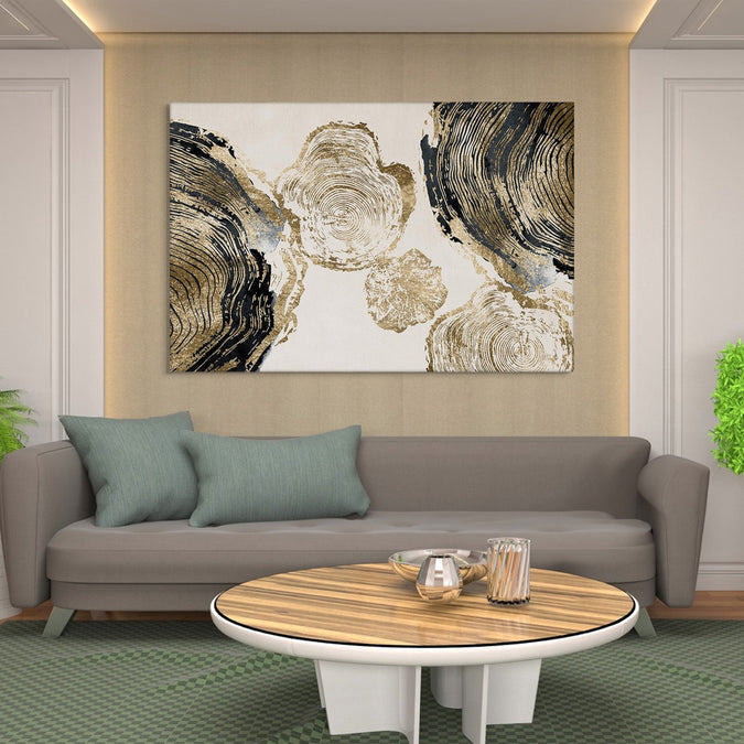 Handmade Painting for Living Room : golden-rings