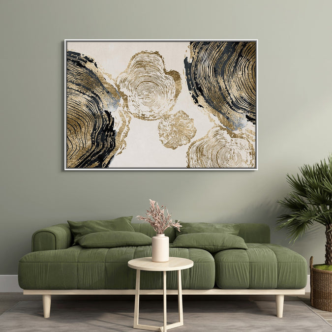 Handmade Painting for Living Room : golden-rings