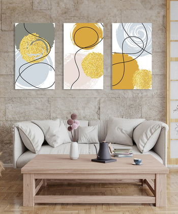 Handmade Painting for Living Room : golden-shapes