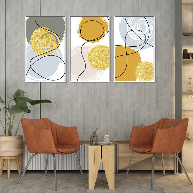 Handmade Painting for Living Room : golden-shapes