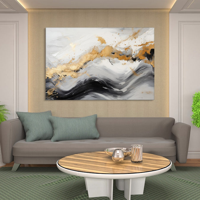 Handmade Painting for Living Room : golden-swirls-2