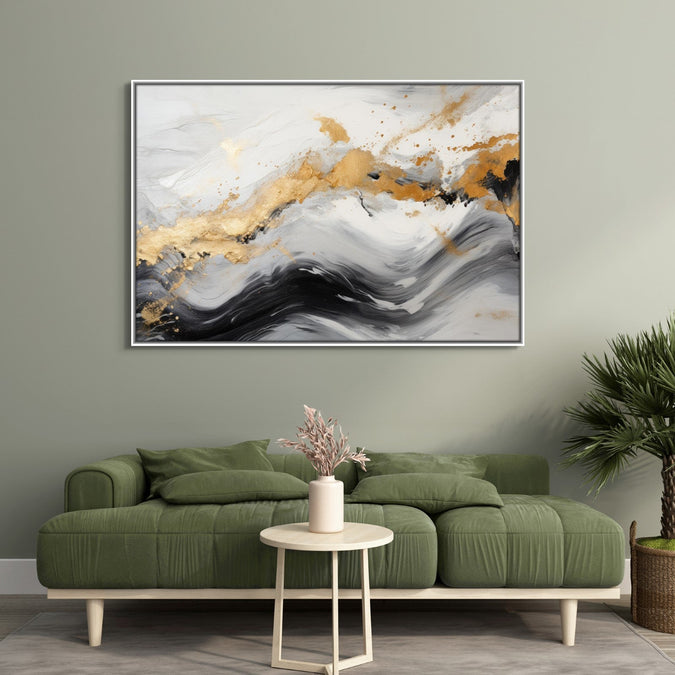 Handmade Painting for Living Room : golden-swirls-2