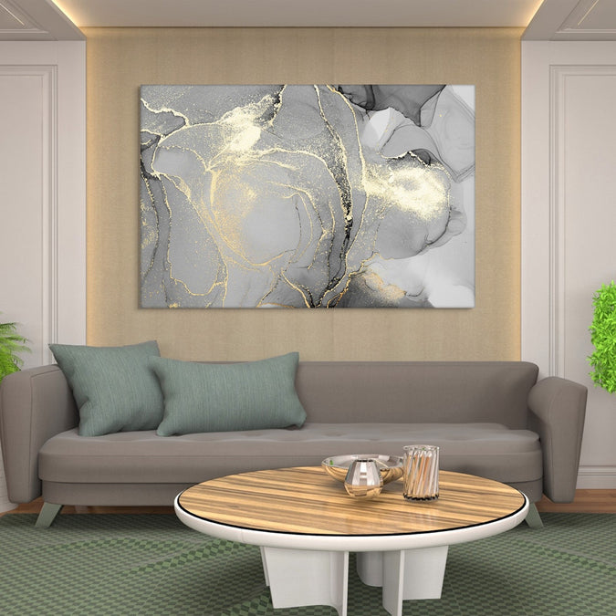 Handmade Painting for Living Room : golden-swirls-3