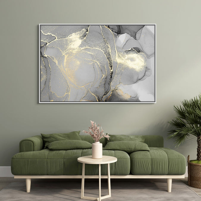 Handmade Painting for Living Room : golden-swirls-3