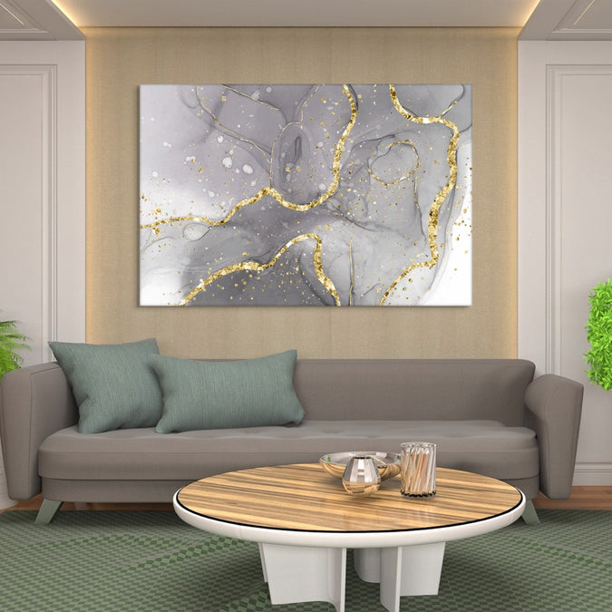 Handmade Painting for Living Room : golden-swirls-4