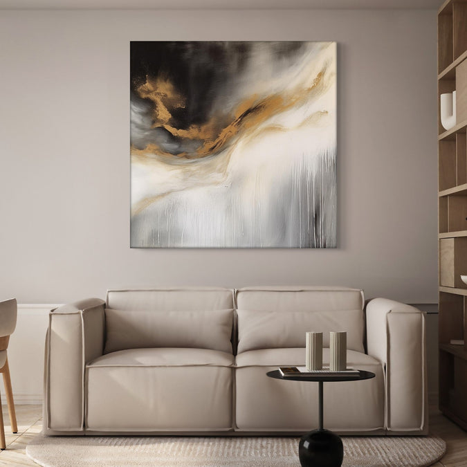 Handmade Painting for Living Room : golden-swirls-of-elegance