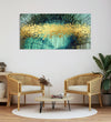 Handmade Painting for Living Room : golden-trees-in-aqua-background