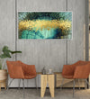 Handmade Painting for Living Room : golden-trees-in-aqua-background