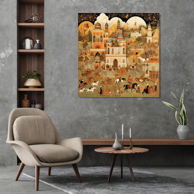 Handmade Painting for Living Room : india-mughal-influenced-art