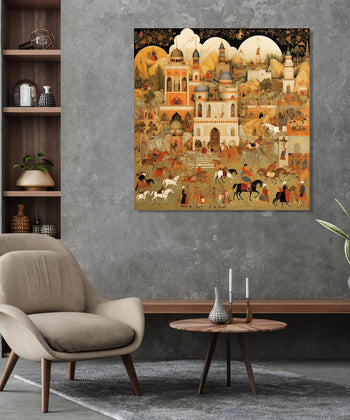 Handmade Painting for Living Room : india-mughal-influenced-art