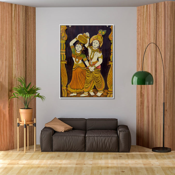 Handmade Painting for Living Room : indian-radha-krishna