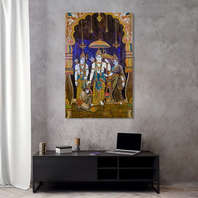 Handmade Painting for Living Room : indian-ram-sita-laxman-hanuman