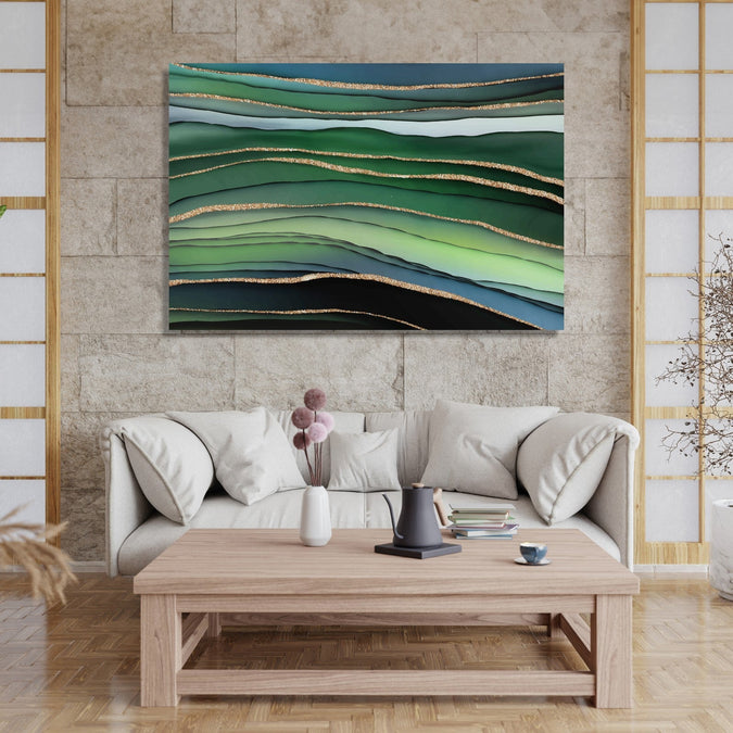 Handmade Painting for Living Room : jungle-waves