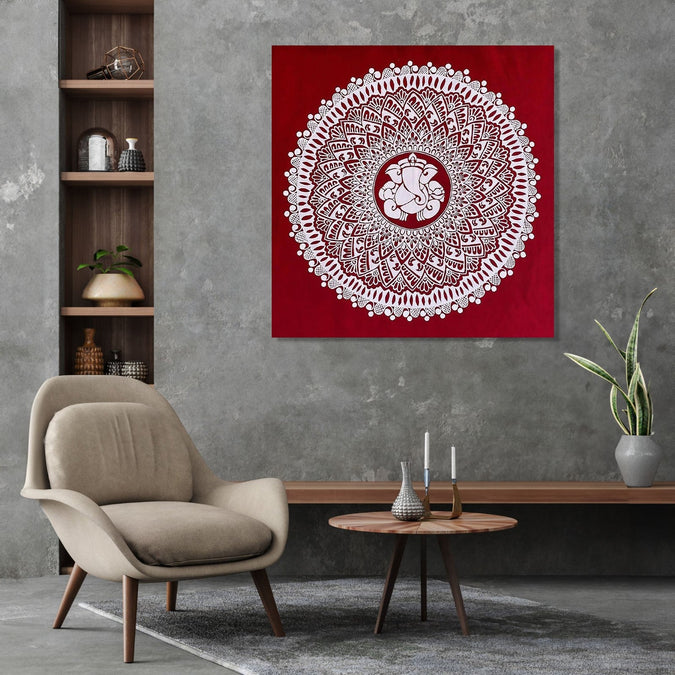 Handmade Painting for Living Room : mandala-ganesha