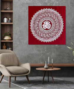 Handmade Painting for Living Room : mandala-ganesha