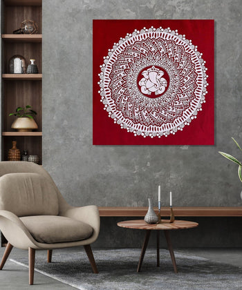 Handmade Painting for Living Room : mandala-ganesha