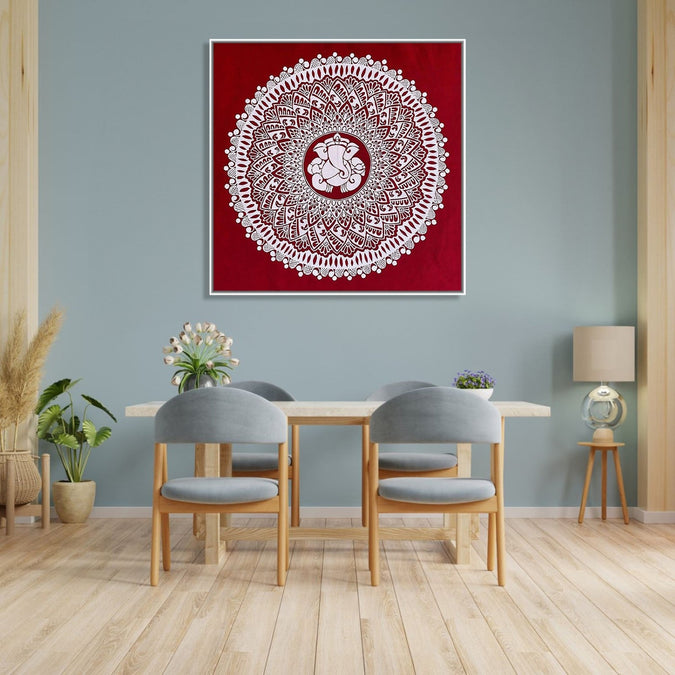 Handmade Painting for Living Room : mandala-ganesha