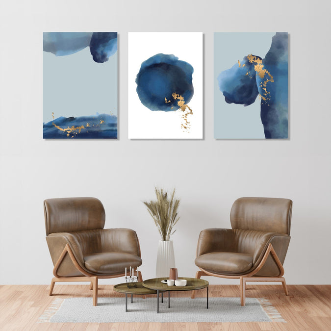 Handmade Painting for Living Room : mid-night-blue-abstract