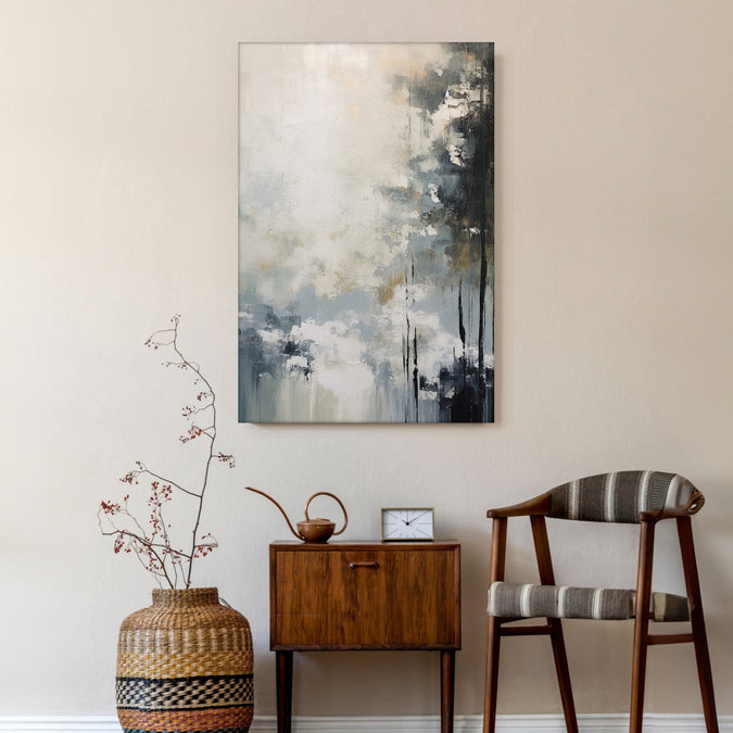 Handmade Painting for Living Room : misty-monochrome