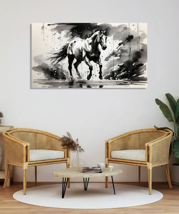 Handmade Painting for Living Room : monochrome-stallion