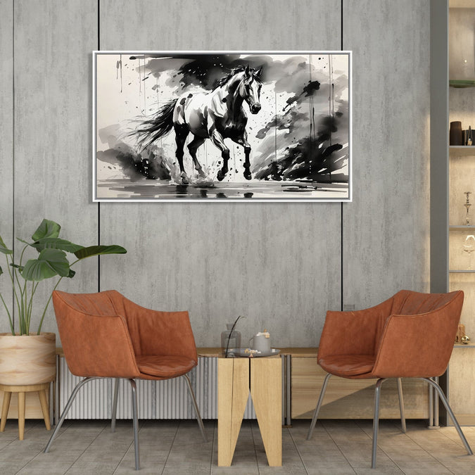 Handmade Painting for Living Room : monochrome-stallion