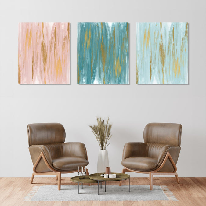 Handmade Painting for Living Room : pastel-golden-strokes