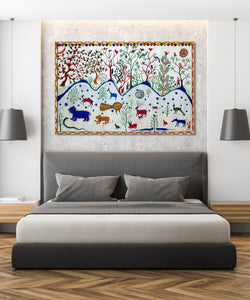 Handmade Painting for Living Room : pithora-bhil-art-jungle