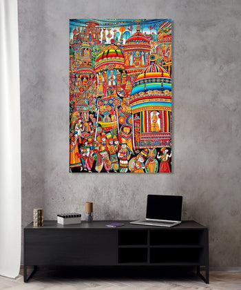 Handmade Painting for Living Room : rajasthani-folk-art-the-procession