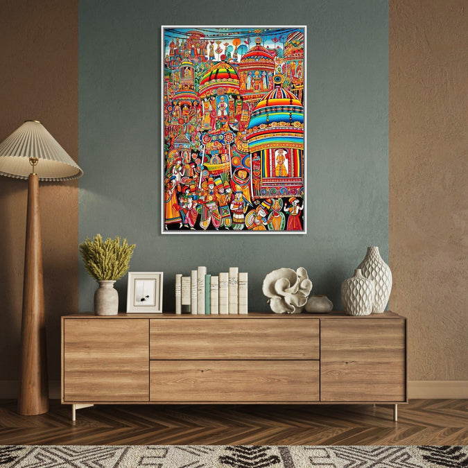 Handmade Painting for Living Room : rajasthani-folk-art-the-procession