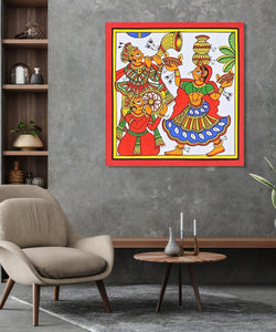 Handmade Painting for Living Room : rajasthani-phad-art-folk-dance