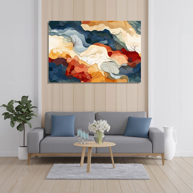 Handmade Painting for Living Room : rising-clouds