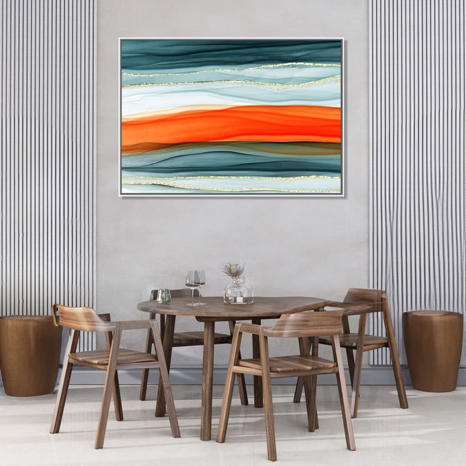 Handmade Painting for Living Room : tangerine-wave