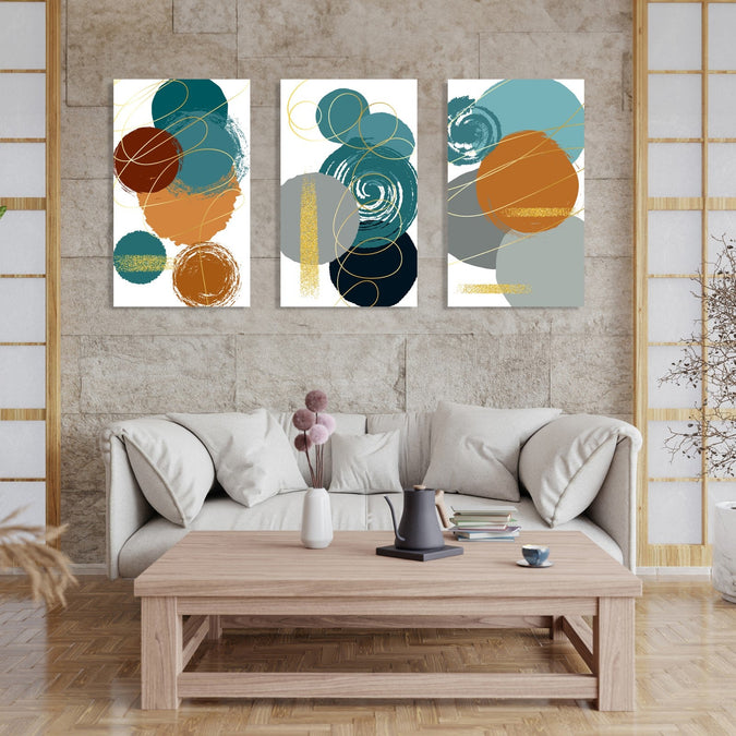 Handmade Painting for Living Room : teal-abstracts