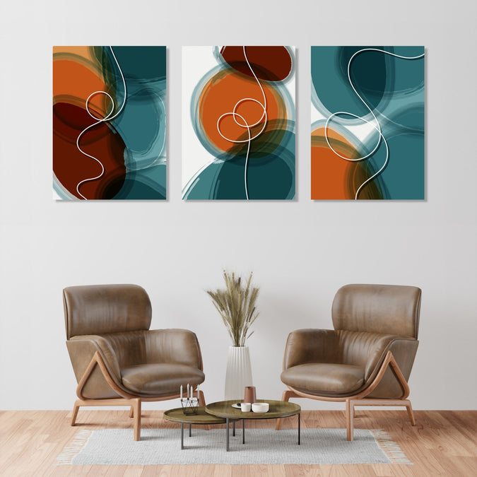 Handmade Painting for Living Room : teal-and-earthy-abstracts