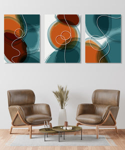 Handmade Painting for Living Room : teal-and-earthy-abstracts