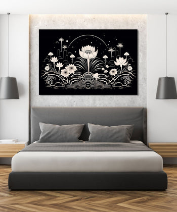 Handmade Painting for Living Room : thangka-monochrome