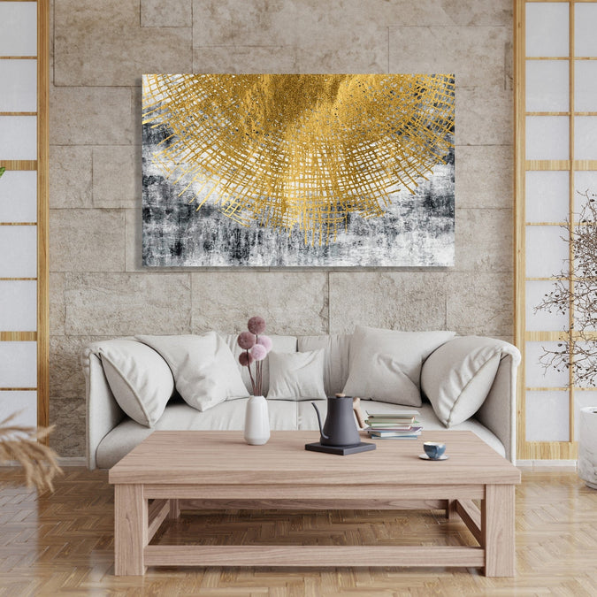 Handmade Painting for Living Room : the-gold-web