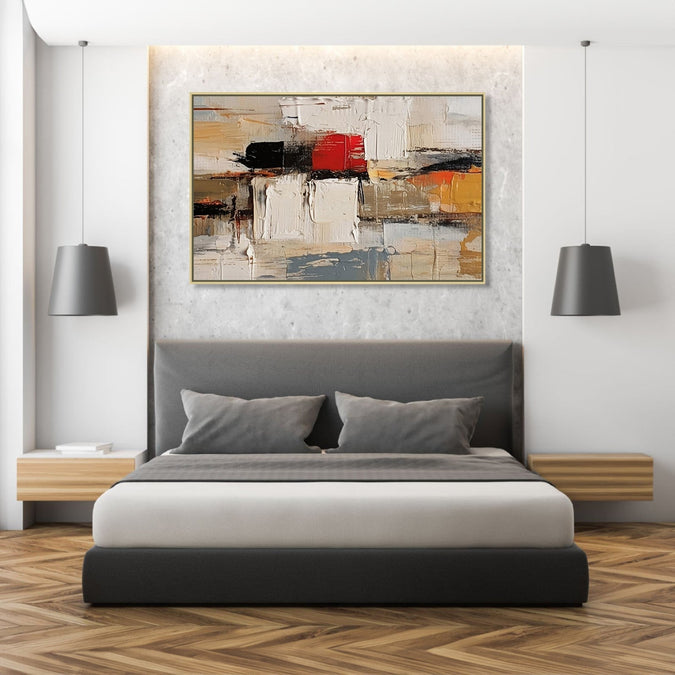 Handmade canvas Painting for Living Room : abstract-sunset-strokes