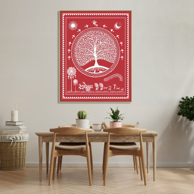 Handmade canvas Painting for Living Room : aipan-tree-of-life-2