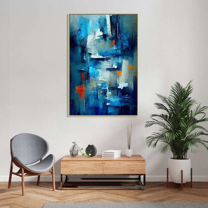 Handmade canvas Painting for Living Room : aqua-abstract